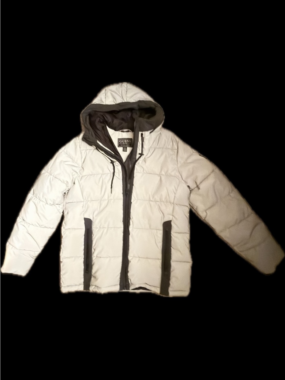 GUESS Reflective Quilted Puffer Jacket - Silver Gray - Picture 4 of 6